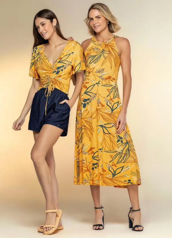 Marialícia - Blusa com Cordão Ajustável Marialícia Amarelo 2