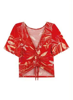 Blusa com Cordão Ajustável Marialícia (Vermelho) - MARIALÍCIA