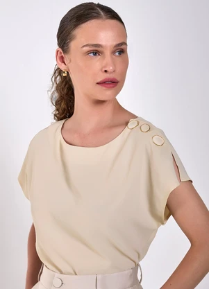Principessa - Blusa com Decote Canoa Britney Aveia - PRINCIPESSA