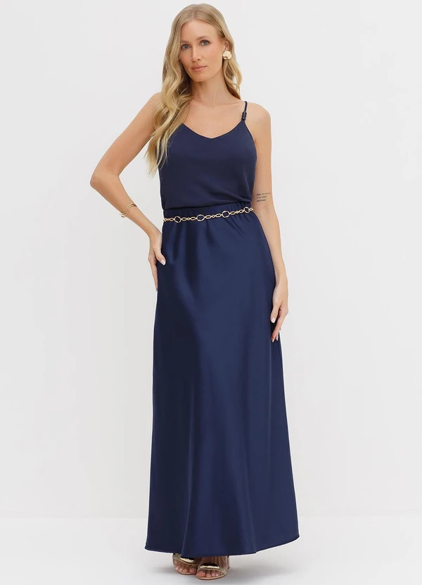 Principessa - Blusa com Alças e Decote em V em Viscose Marinho Luciê 3