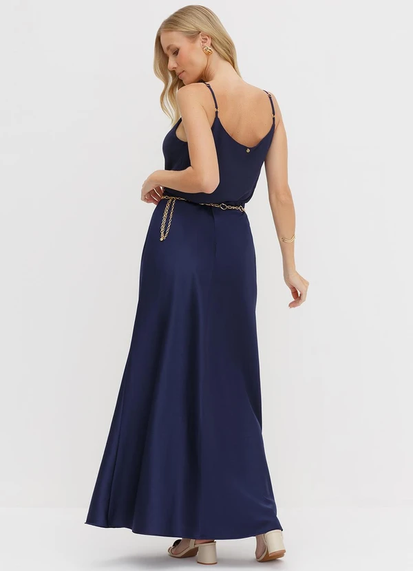 Principessa - Blusa com Alças e Decote em V em Viscose Marinho Luciê 4