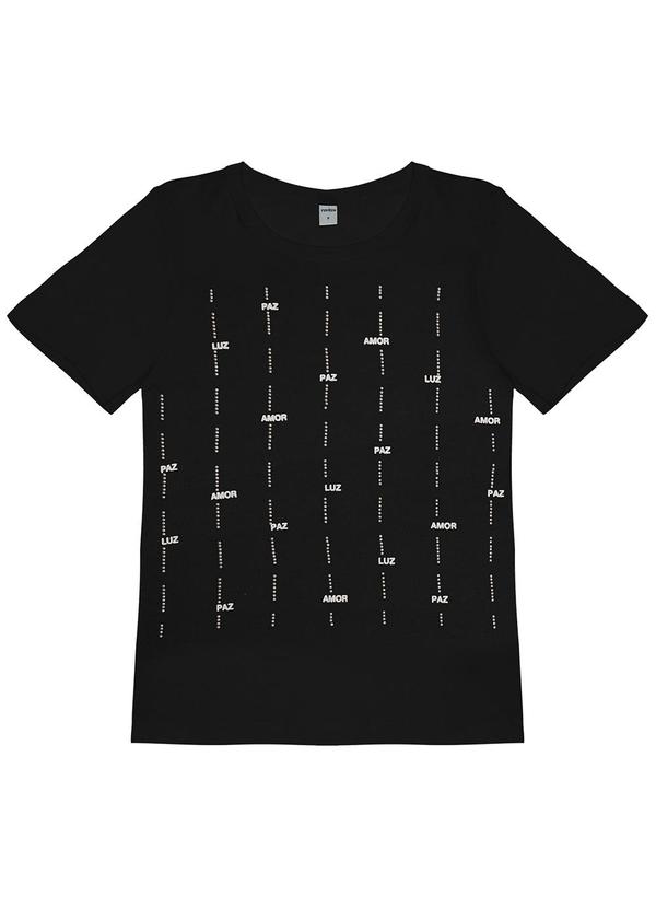 Rovitex - Blusa com Detalhes em Strass Preto