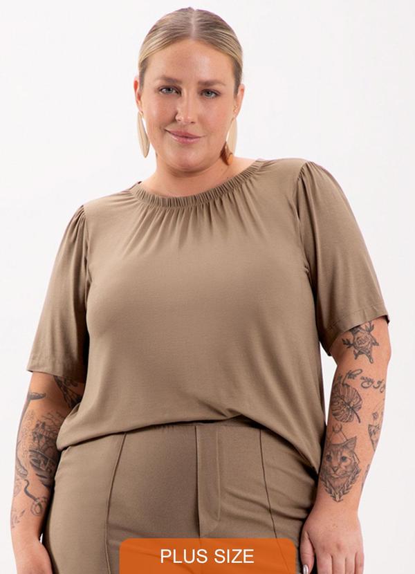 Lunender Mais Mulher - Blusa  com Drapeados em Malha Marrom