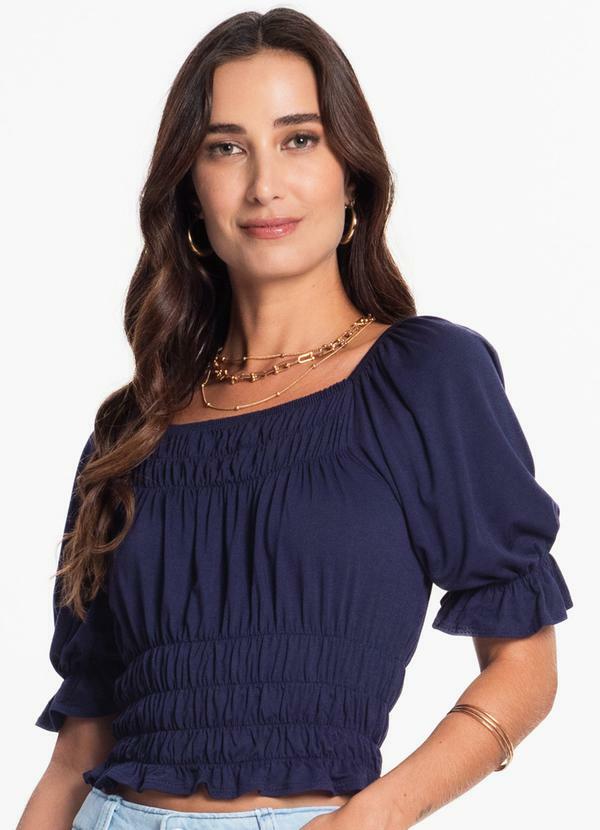 Endless - Blusa com Elástico Feminina Viscotorcion Azul