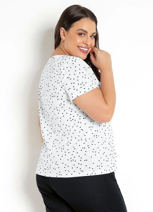 Moda Pop - Blusa com Estampa de Poá Preta 18