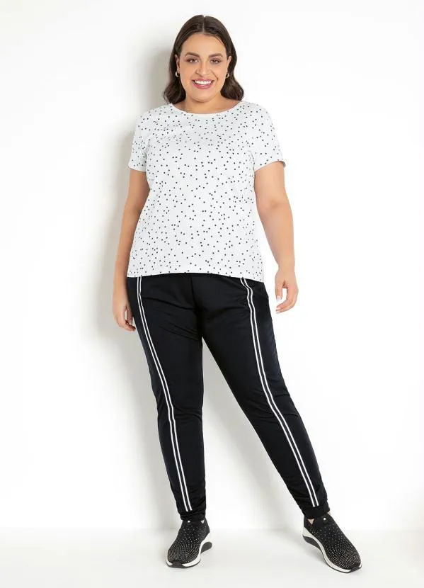 Moda Pop - Blusa com Estampa de Poá Preta 19