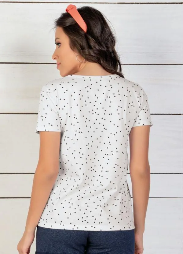 Moda Pop - Blusa com Estampa de Poá Preta 2