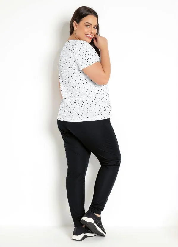 Moda Pop - Blusa com Estampa de Poá Preta 20