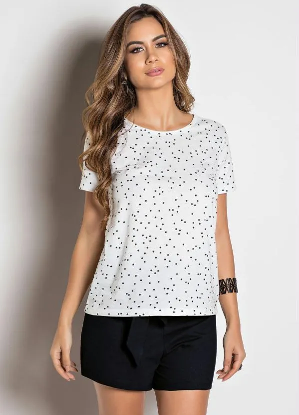 Moda Pop - Blusa com Estampa de Poá Preta 3