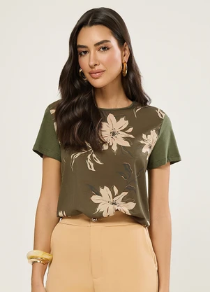 Naguchi - Blusa com Estampa Flowers Verde Cacto - NAGUCHI