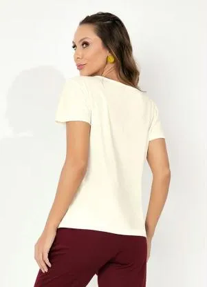 Moda Pop - Blusa com Estampa Frontal Off White - MODA POP