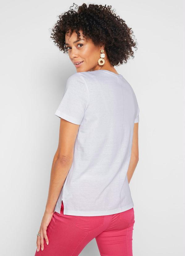 Outlet - Blusa com Fenda Manga Curta Branca 2