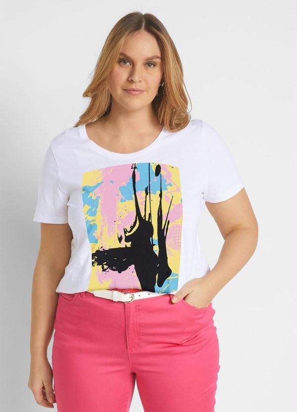 Outlet - Blusa com Fenda Manga Curta Branca 3