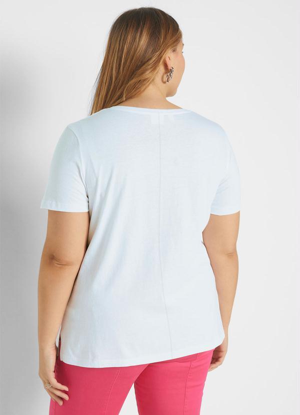 Outlet - Blusa com Fenda Manga Curta Branca 4