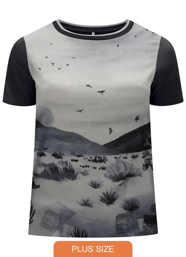 Lunender Mais Mulher - Blusa  com Frente Estampada Preto