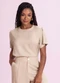 Angel - Blusa com Gola em Viscose Preto - variação: Bege