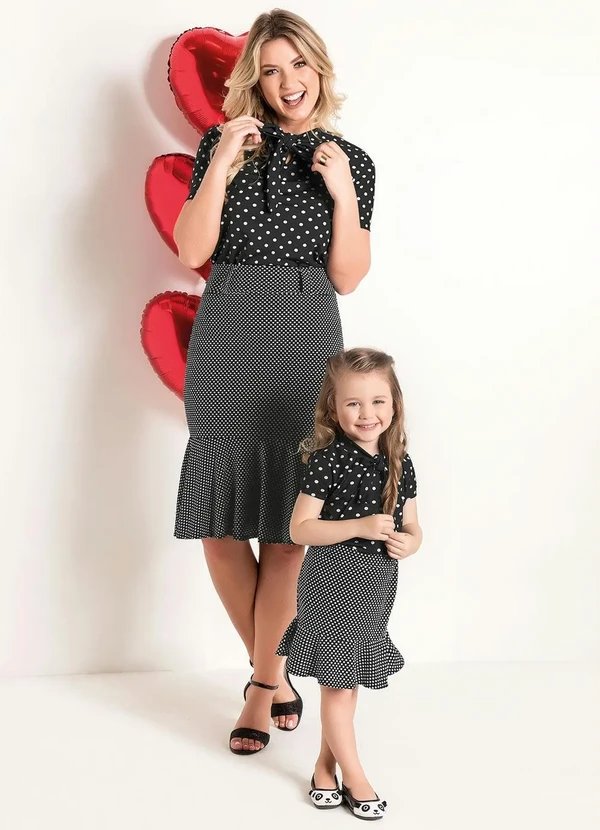 Rosalie - Blusa com Gola Laço Poá Preto 7