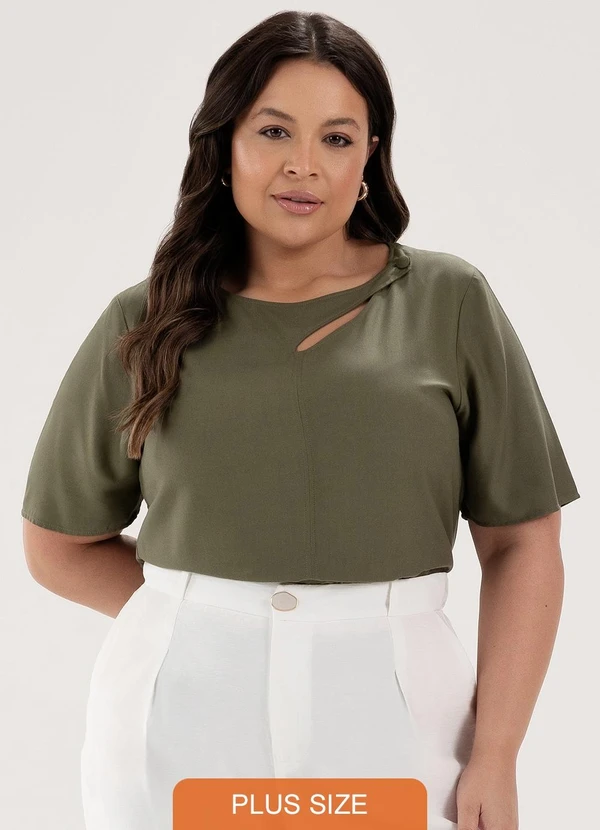 Principessa - Blusa com Gota Plus Size Leona Verde Musgo