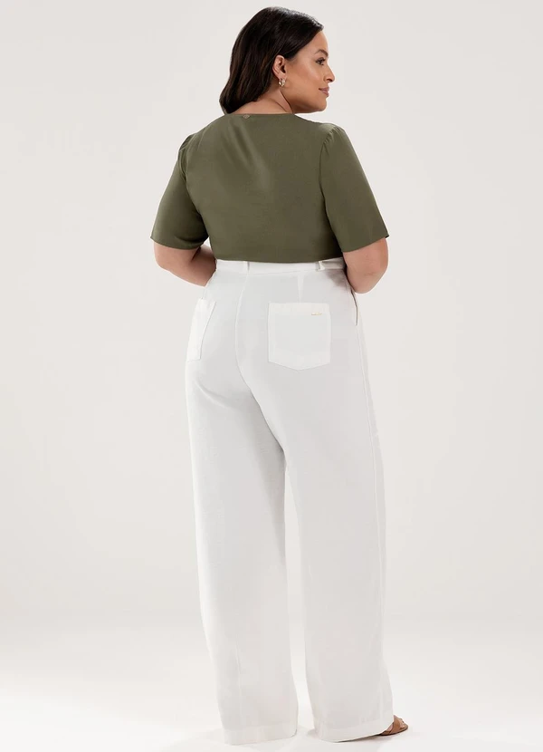 Principessa - Blusa Manga Curta com Gota e Botão Plus Size Verde Musgo Leona 4