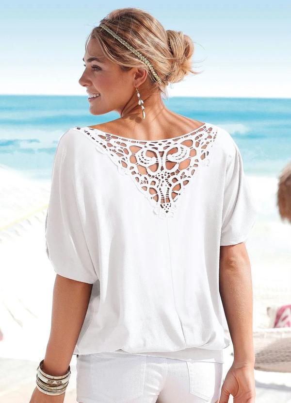 Outlet - Blusa com Guipir Branca 2