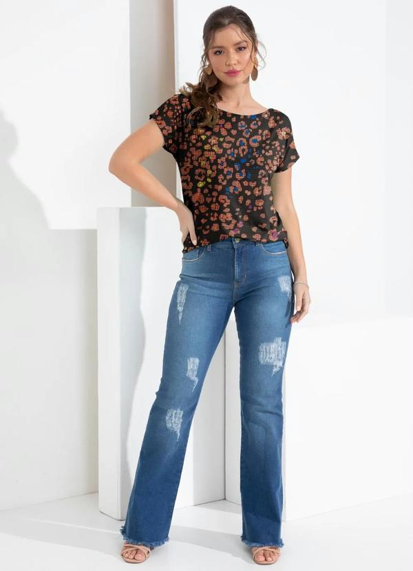 Quintess - Blusa com Manga Curtas Oncinha 3