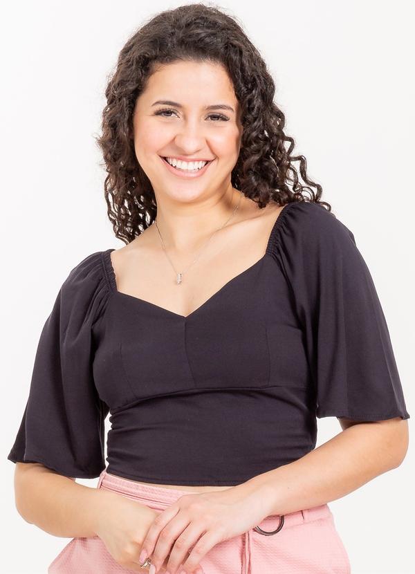 Cativa - Blusa com Manga Evasê Feminino Preto