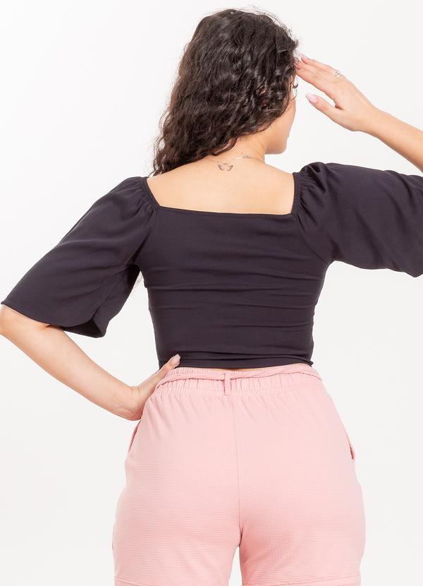 Cativa - Blusa com Manga Evasê Feminino Preto 2