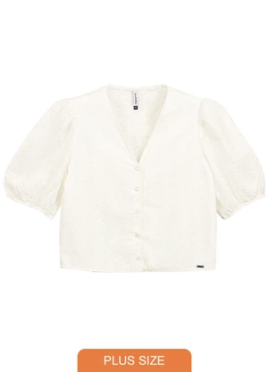 Marialícia - Blusa com Mangas Bufantes Bege - MARIALÍCIA