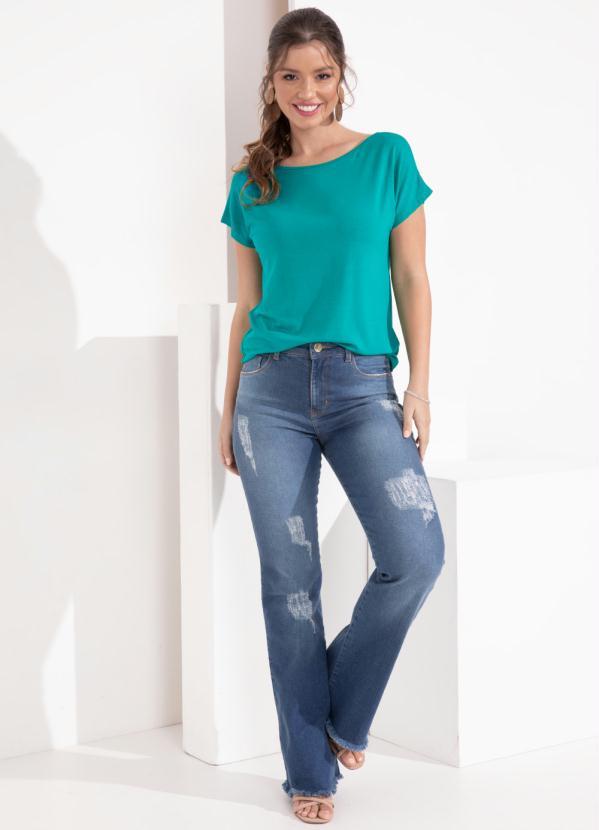 Quintess - Blusa com Mangas Curtas Azul 3