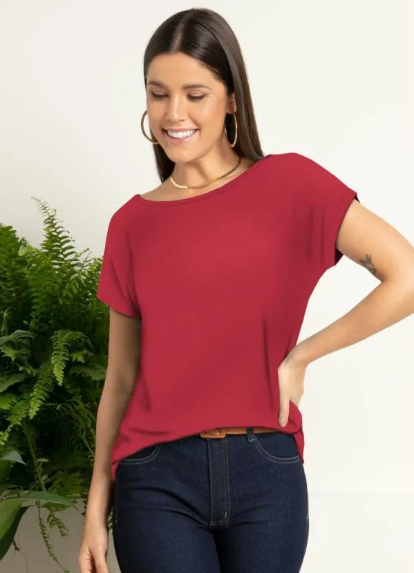 Quintess - Blusa com Mangas Curtas Bordô