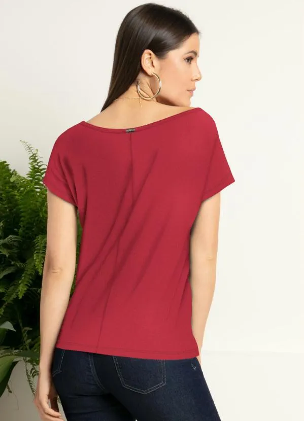 Quintess - Blusa com Mangas Curtas Bordô 2