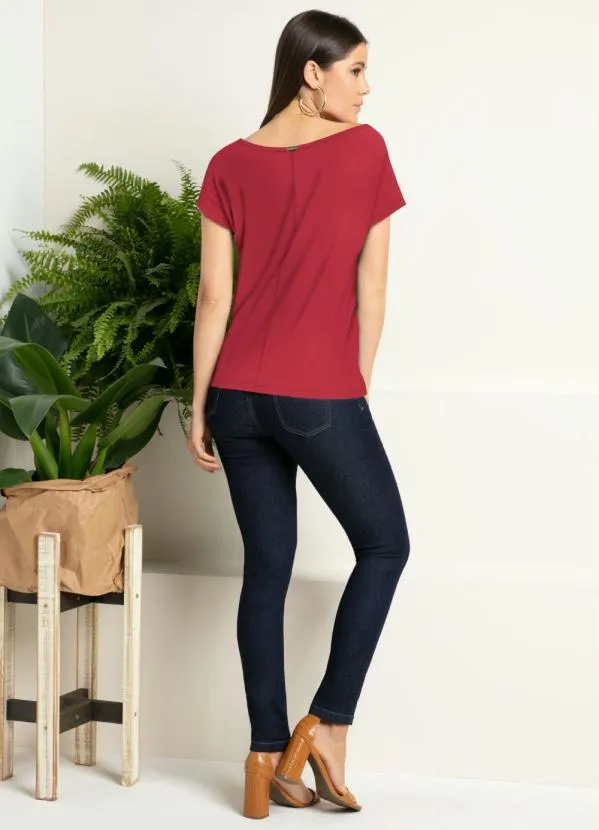 Quintess - Blusa com Mangas Curtas Bordô 4