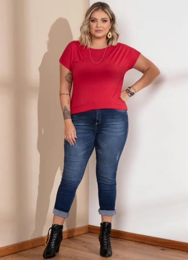 Quintess - Blusa com Mangas Curtas Bordô 7