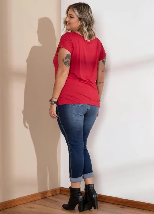 Quintess - Blusa com Mangas Curtas Bordô 8