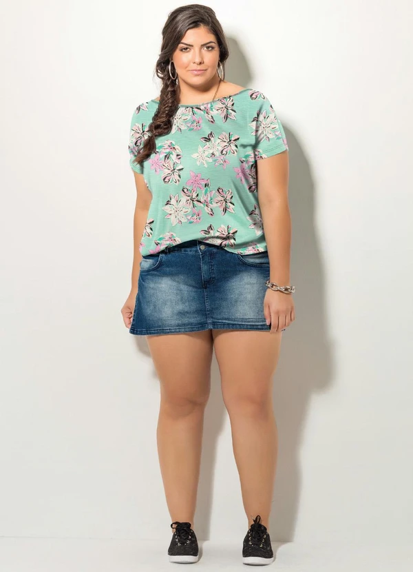 Quintess - Blusa com Mangas Curtas Floral Verde 3