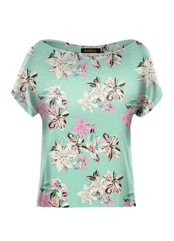 Quintess - Blusa com Mangas Curtas Floral Verde 6