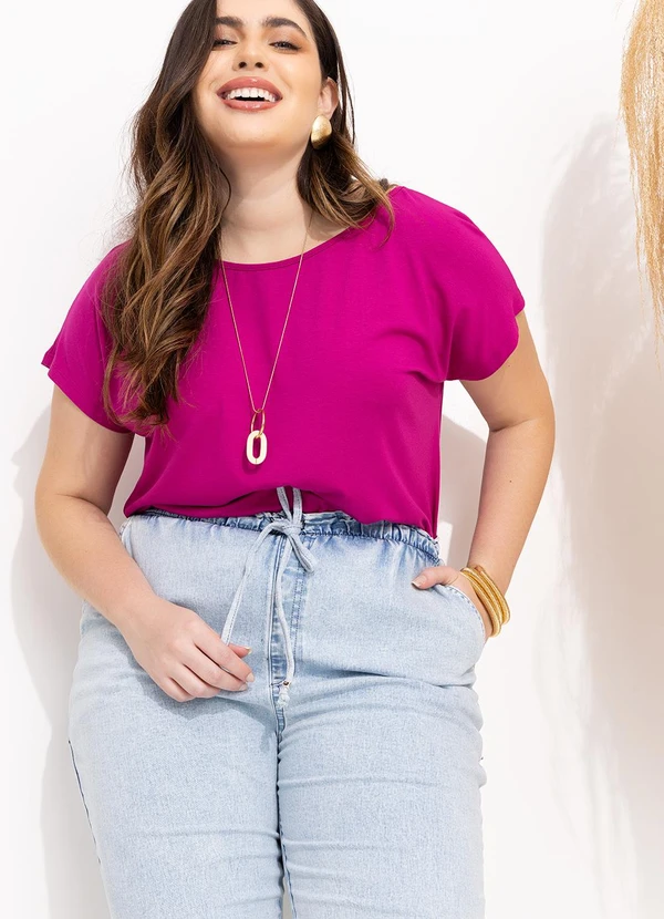 Quintess - Blusa com Mangas Curtas Fucsia 14