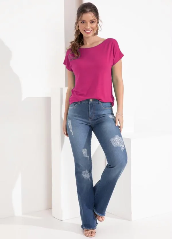Quintess - Blusa com Mangas Curtas Fucsia 3