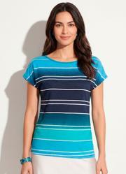 Blusa com Mangas Curtas Listrada Azul