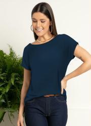 Blusa com Mangas Curtas Marinho