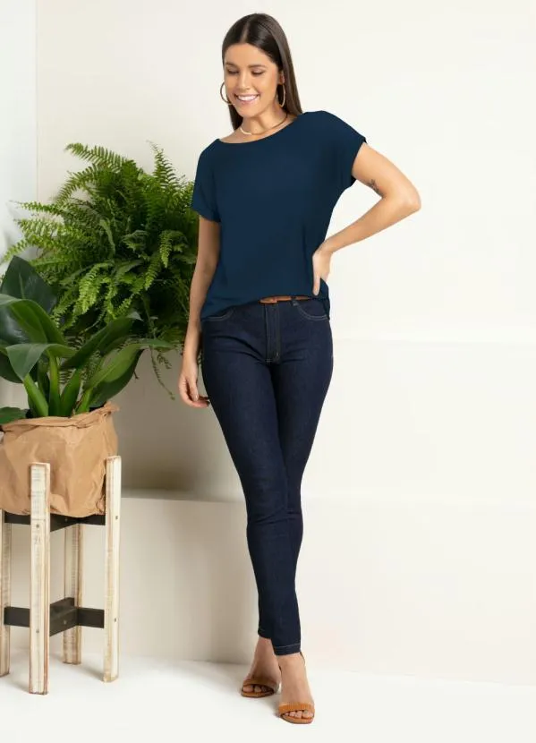 Quintess - Blusa com Mangas Curtas Marinho 3