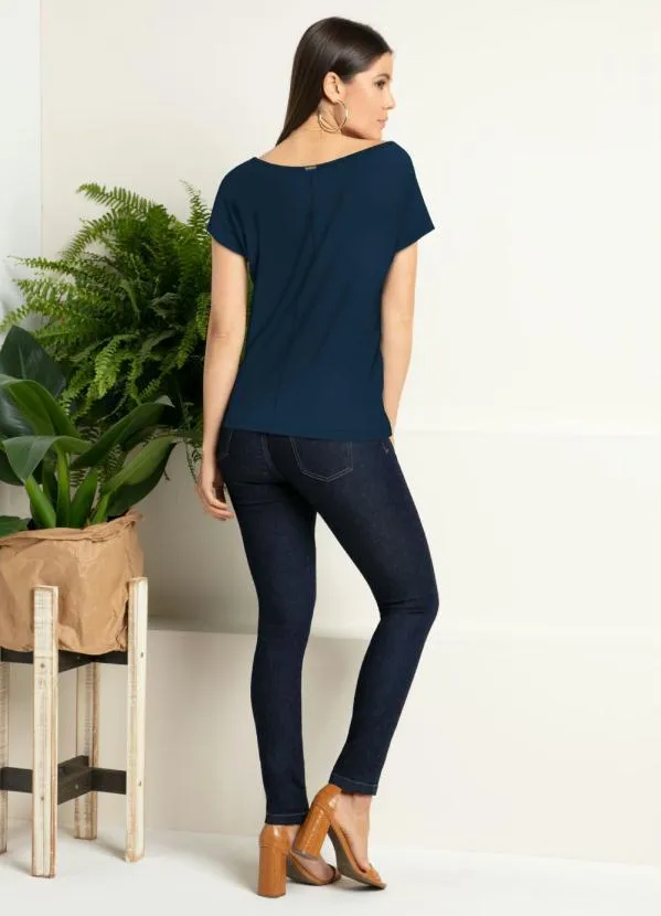 Quintess - Blusa com Mangas Curtas Marinho 5