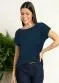 Quintess - Blusa com Mangas Curtas Mescla - variação: Marinho