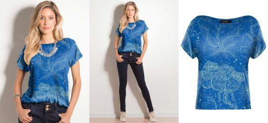 Blusa com Mangas Curtas Oceano Azul