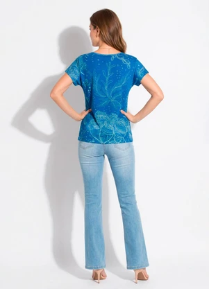 Quintess - Blusa com Mangas Curtas Oceano Azul - QUINTESS