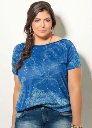 Quintess - Blusa com Mangas Curtas Oceano Azul - QUINTESS