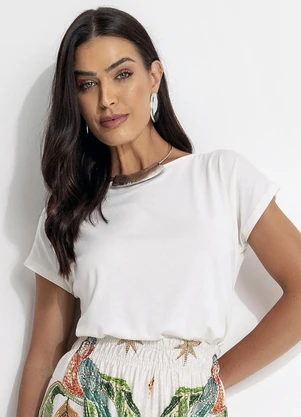 Quintess - Blusa com Mangas Curtas Off White - QUINTESS