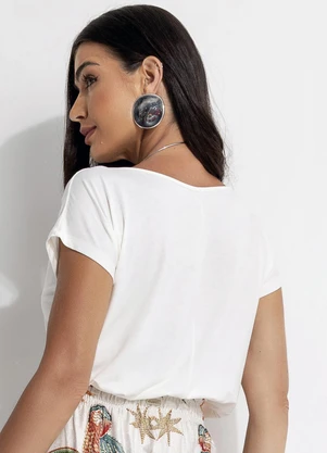 Quintess - Blusa com Mangas Curtas Off White - QUINTESS
