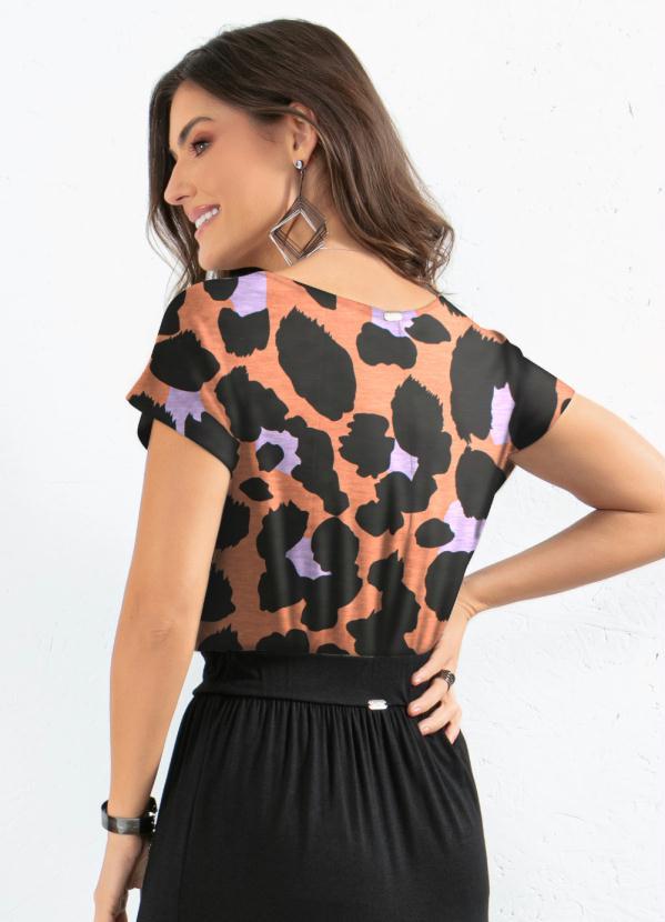 Quintess - Blusa com Mangas Curtas Onça Color 2