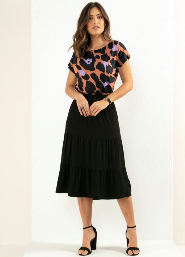 Quintess - Blusa com Mangas Curtas Onça Color 3